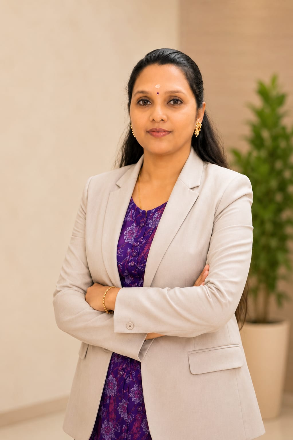 Portrait of Mrs. Shavina Govind, Director of Ayurgramam